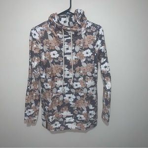 High neck floral sweatshirt